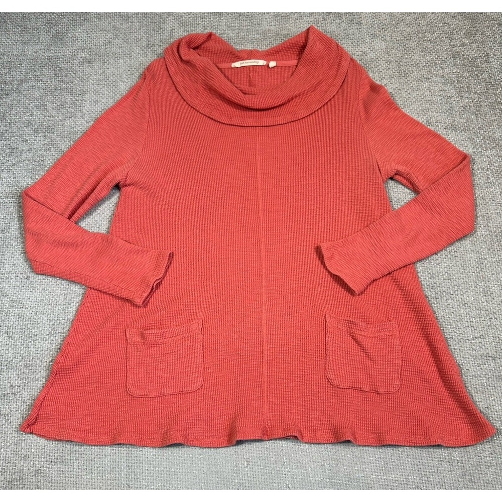 Soft Surroundings Top Womens Large Coral Waffle Knit Thermal Cowl Neck - Picture 3 of 9
